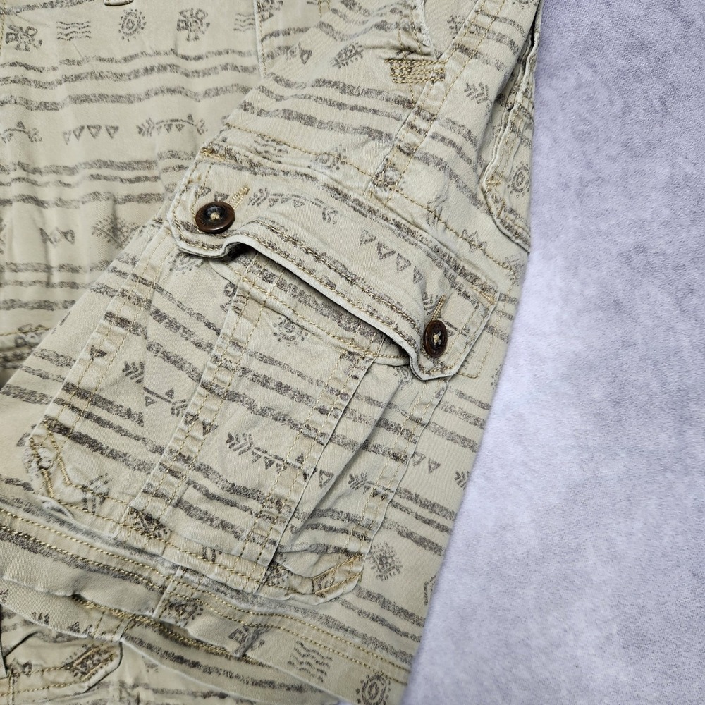 American Eagle Mens 32 Cargo Shorts Tan Brown Cave Art Print Classic Active Flex - Picture 12 of 14